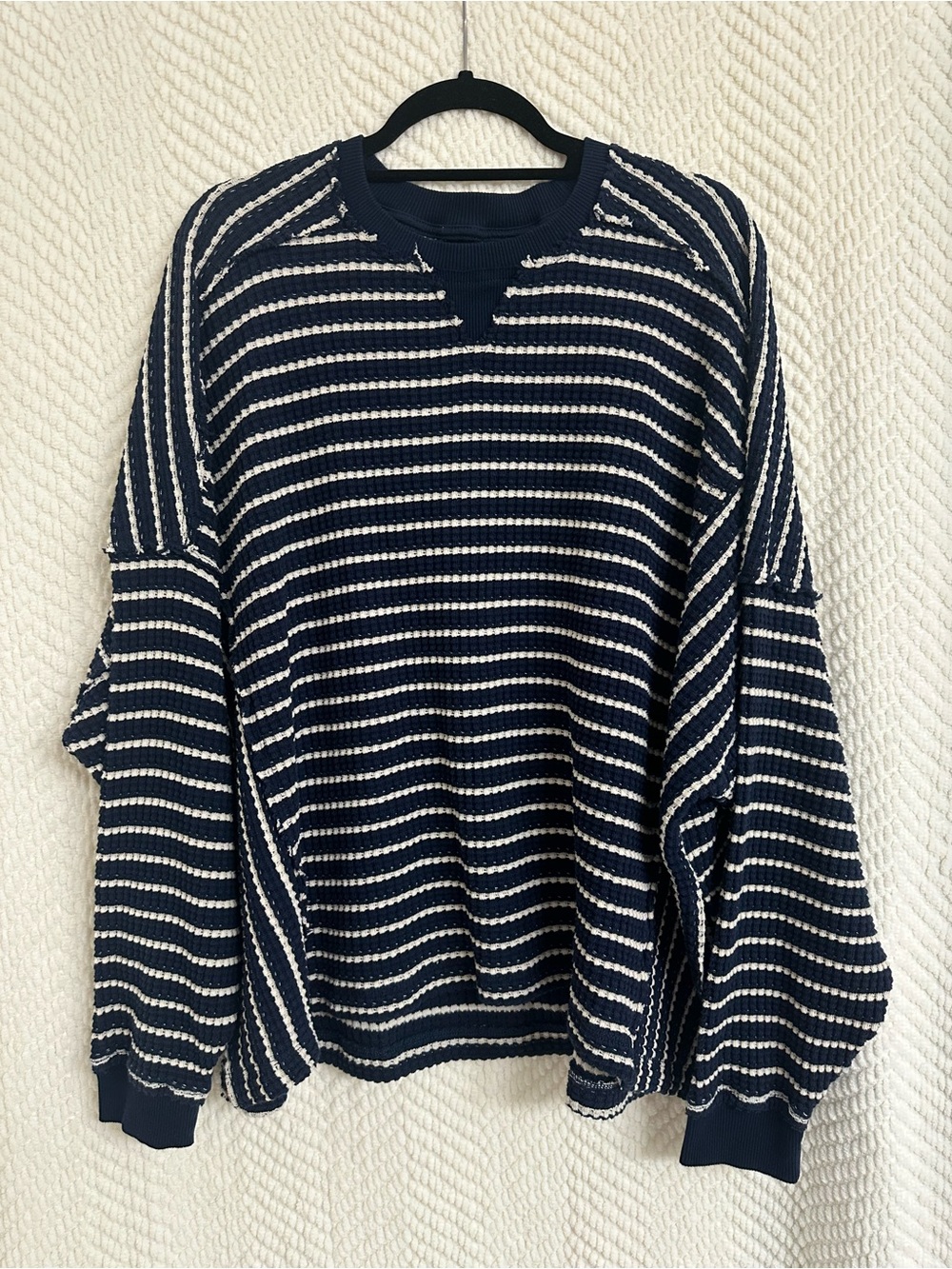 American Eagle Outfitters Navy and White Striped Women's Pullover